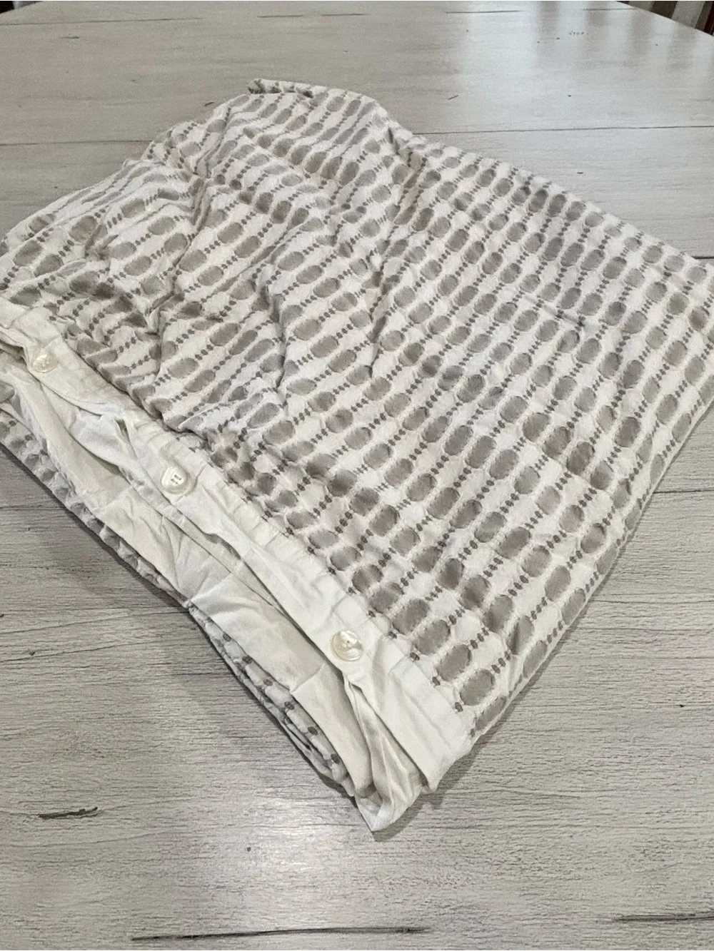 WEST ELM Gray Ivory Textured Dots ESTELA Duvet Cover Button Closure King Size